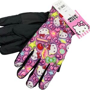 Hello Kitty Ski Gloves Pink Polyester L/XL Kidcore Y2K winter warm child snow